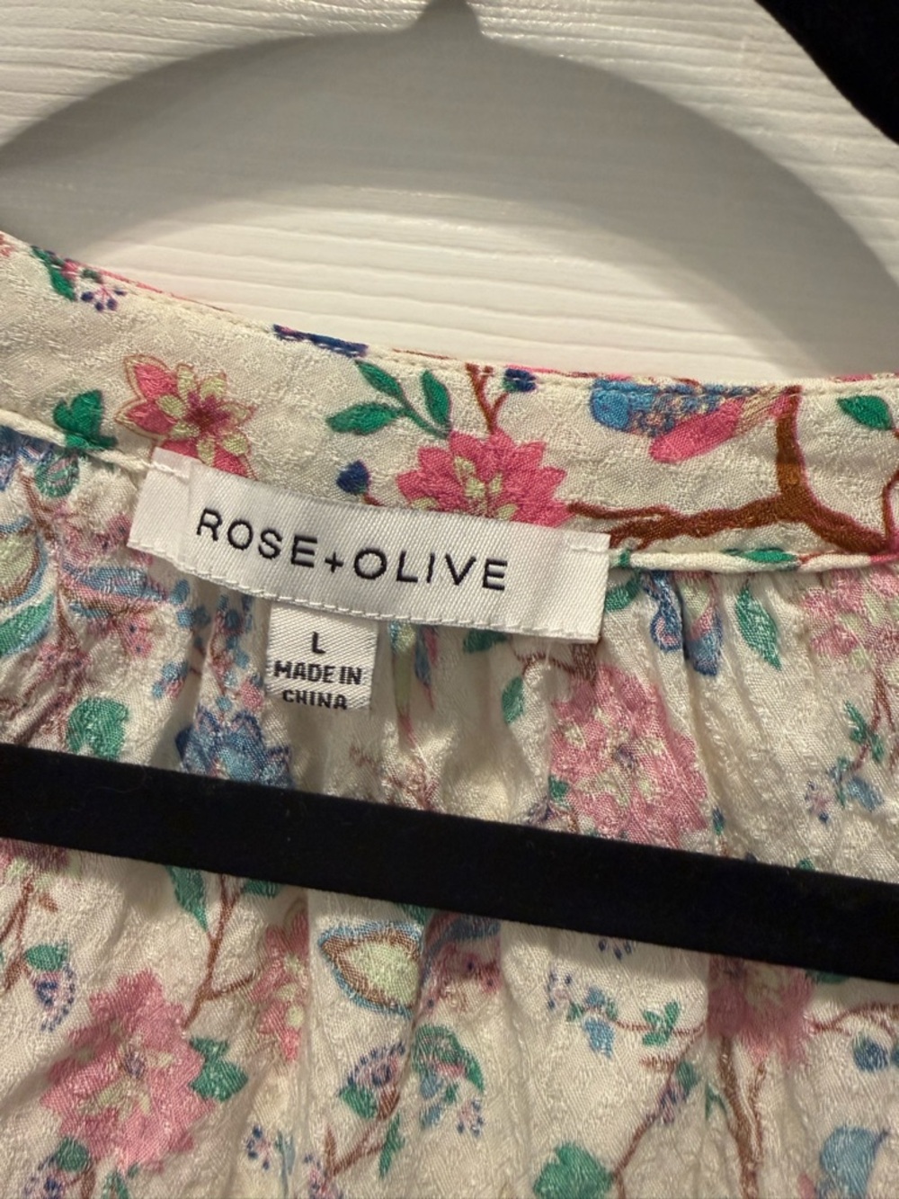 💕💜🔥 Rose+Olive Floral Bird Tank Top Size Large Boho Tassel Sleeveless - Picture 3 of 4